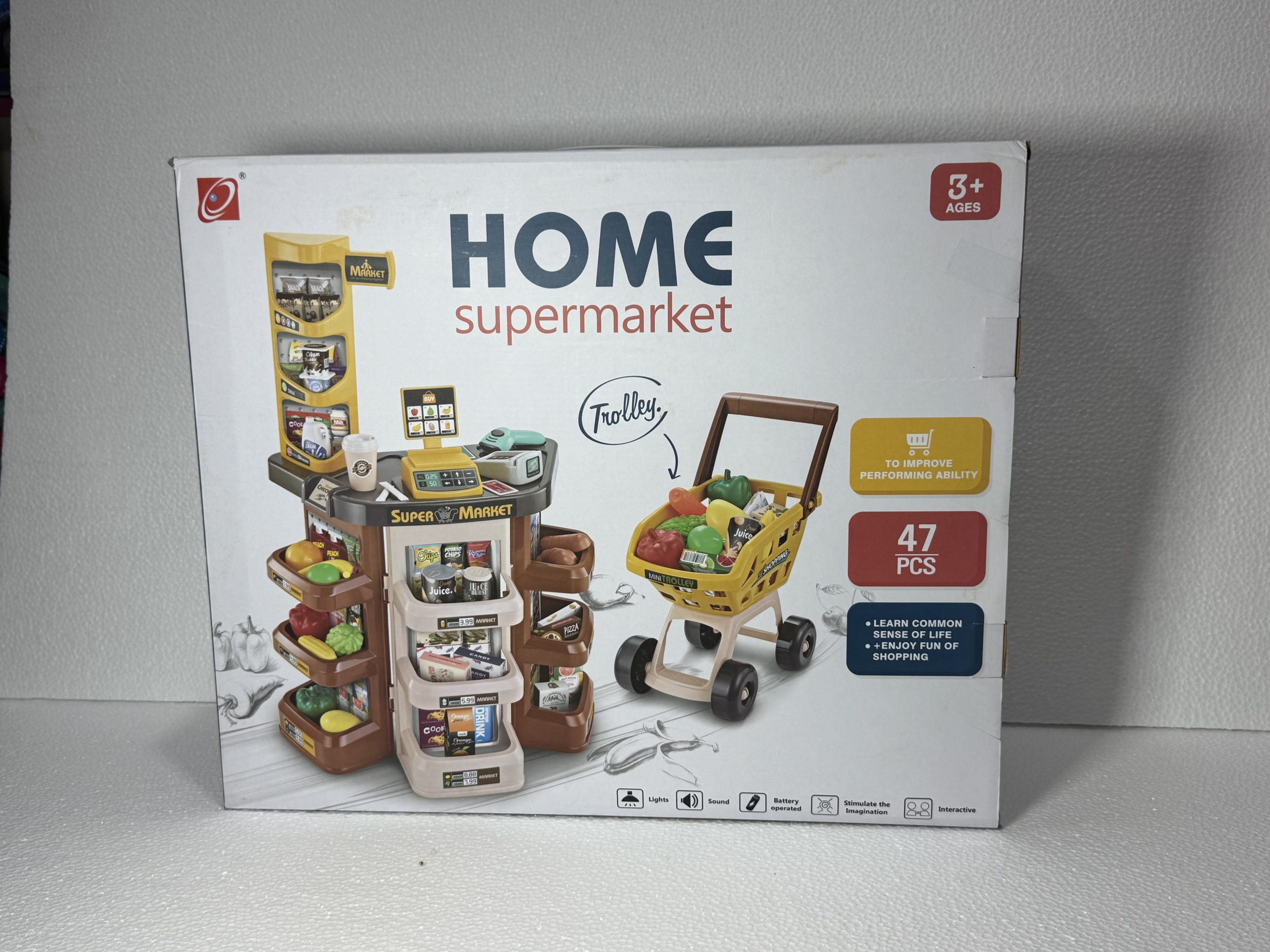 Home Supermarket Caja Registradora, Coche de Compras x 47 Pcs