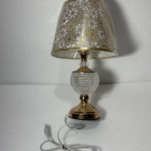 Lámpara con Base de Cristal y Metal Dorado